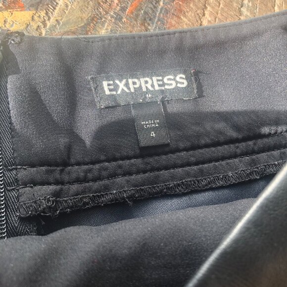 Two Express Pencil Skirts- Black Leather and Brown Wool blend - Picture 3 of 3